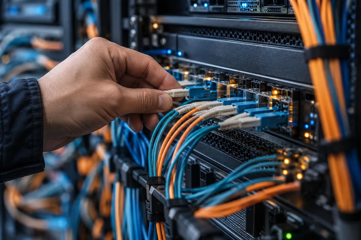 Ağ panelindeki fiber bağlantıların düzenlenmesi